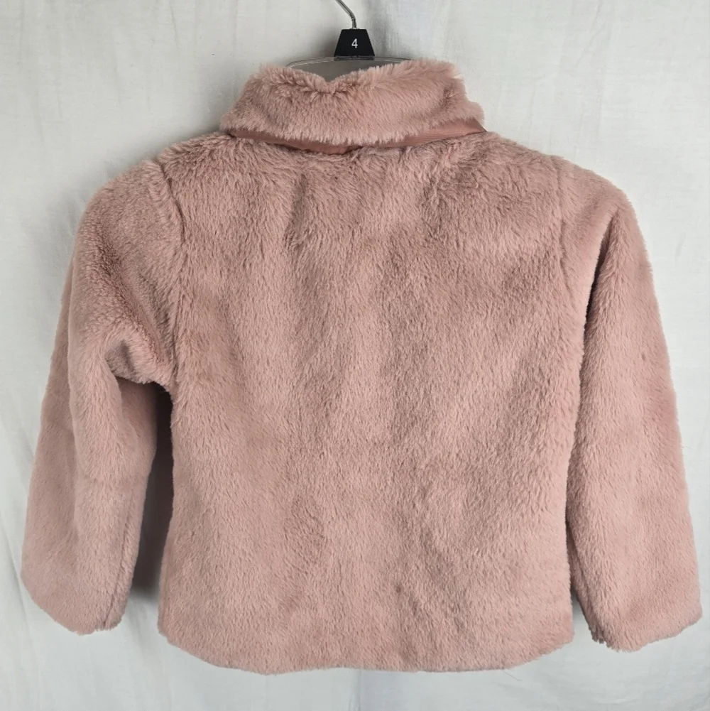 7 For All Mankind Cozy Girls Pink Faux Fur Full Zip Jacket Sz 4T